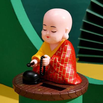 Elegant Lifestyle Cute Solar Monk Buddha Feng-Shui, Positive Energy, Money Luck & Prosperity Gift Decorative Showpiece  -  10 cm