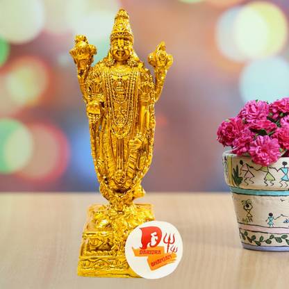 sanskaari Balaji murti for car/tirupati Balaji murti/Balaji Statue for Pooja Room Decorative Showpiece  -  10 cm