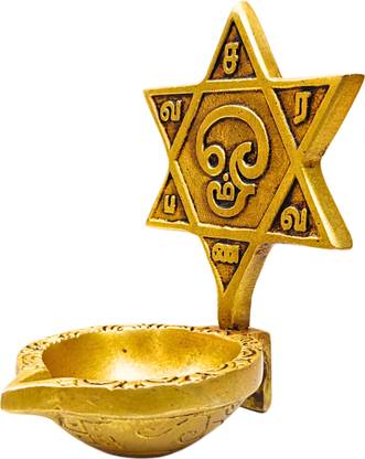 aalayam selveer Om Saravana Bhava Vilakku | Saravanabava Vilakku Decorative Showpiece  -  10 cm