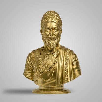 SILAII | Chhatrapati Shivaji Maharaj Bust Sculpture - Gold - 8" Decorative Showpiece  -  20.32 cm