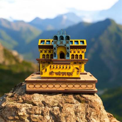 Vinayak Murti Fiber Hand Carved Shri Badrinath Temple, Mandir. Solid Home Temple Decorative Showpiece  -  15 cm