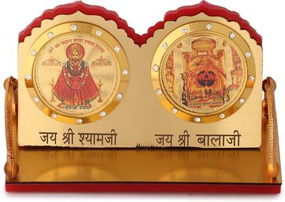 Divine Collections Enterprises Shri Khatushyam, Balaji Gold Plated Photo Showpiece for Car, Home Decor, GIfting Decorative Showpiece  -  8 cm