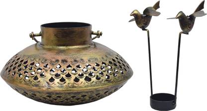 Vandana Collection Religious Flat Lantern with Sparrow For Home Offices & Gifting Decorative Showpiece  -  13 cm