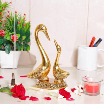 NOKTUS Metal Swan Pair Showpiece of Kissing Duck - Size :10L x 8W x 12H Centimeters Decorative Showpiece  -  12 cm