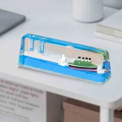 Spiricon Unsinkable Wave Cruise Ship Glass Ornament for Car Home Office and Gifting. Decorative Showpiece  -  5 cm