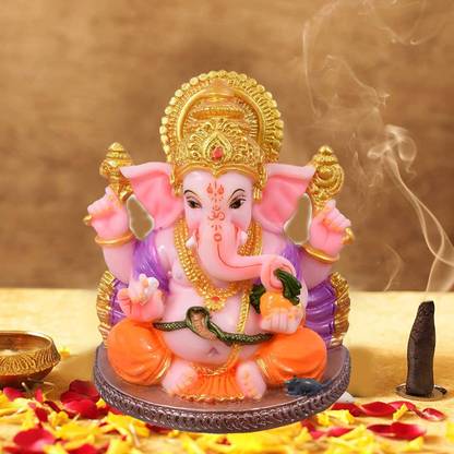 SHREE RAM IMPEX Lord Ganesha | Idol Ganpati Figurine Statue For Home Décor and Car Dashboard Decorative Showpiece  -  6.8 cm