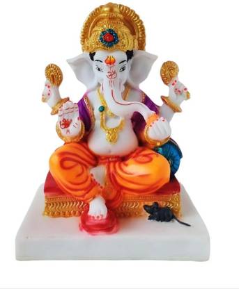 krishnagallery1 Marble Ganesh Murti For Home Temple , Ganesh Statue , Laxmi Ganesh , Ganesh Ji Murti , Office temple , Gifted Decorative Showpiece  -  18 cm