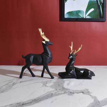 Many More Black deer set Decorative Showpiece  -  4.5 cm