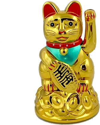Aakriti Feng Shui Lucky Cat Sitting On The Gold Bar, for Wealth & Prosperity Decorative Showpiece  -  11.5 cm