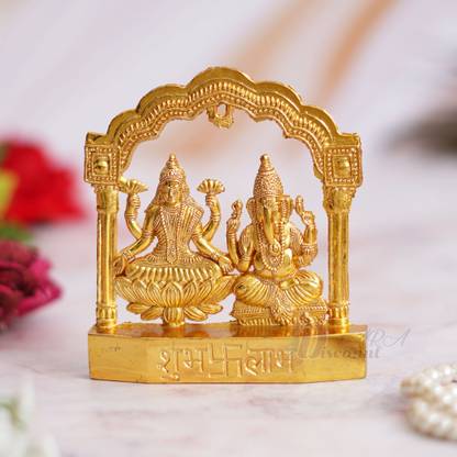 Dartistry Lord Laxmi Ganesha Statue For Diwali Gift Decorative Showpiece - 10.16 cm