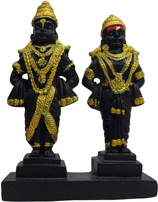 Om ssvmb9 Vitthal Rukmani Showpiece With Golden Work Vitthal Rukmani(Height:- 13 CM) Decorative Showpiece  -  13 cm