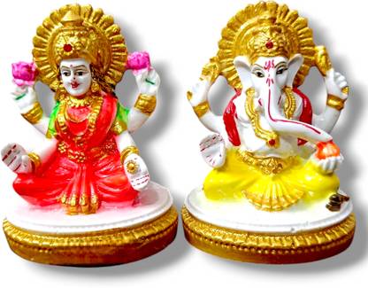 AVG ARTISTRY Laxmi Ganesh Pair Murti MultiColour Decorative Showpiece  -  7.5 cm
