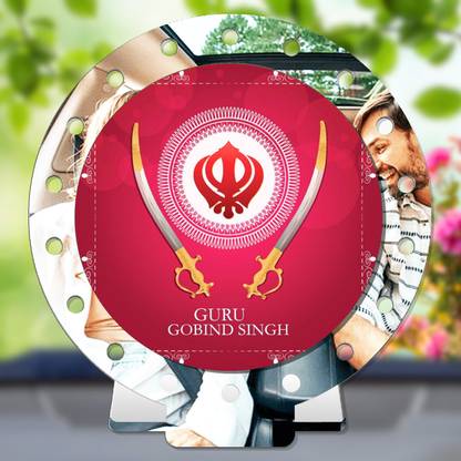 GiftsRange Sikh Khanda Silver Car Dashboard Idol Premium Decorative Showpiece  -  8 cm