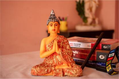 FABZONE Polyresin Gautam Buddha Statue | Meditating Buddha Statue, Multicolor, 1 Piece Decorative Showpiece  -  15 cm