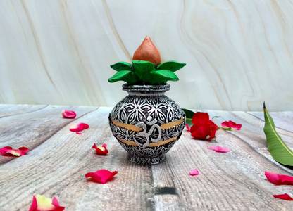shinde exports artificial kalash with coconut or pooja decoration items for mandir Decorative Showpiece  -  10 cm