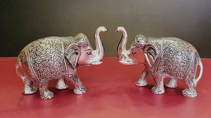 WELLWISHERS CRAFT Elephant Statue silver Polish for Your Home,Office Table & Gift Article Decorative Showpiece  -  8.5 cm
