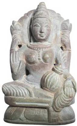Zoltamulata Natural Pink Soap Stone Mahalakshmi Dhanalakshmi Statue Length 2.5 Inch Decorative Showpiece  -  5 cm