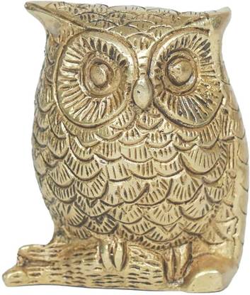 PujaSamadhaan PujaSamadhaan | Brass Owl for Home Temple - Auspicious Decorative Showpiece  -  6 cm