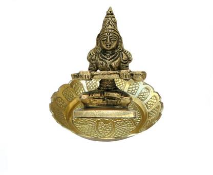 Banaras Box Pure Brass Mata Annapurna Devi Idol with Brass Plate for Home and Kitchen Temple Decorative Showpiece - 5 cm