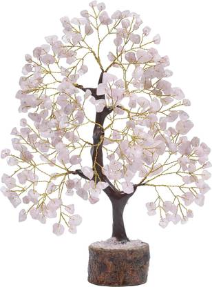 VIBESLE Rose Quartz, Crystal Tree, Pink Room Decor, Rose Quartz Crystals, Good Luck Decorative Showpiece  -  25 cm
