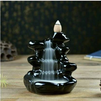 NIHARIKA HANDICRAFT Kailash Parvat SHIV JI SMOKE FOUNTAIN WITH FREE 10 STICK| SHOWPIECE - 12 CM Decorative Showpiece  -  14 cm