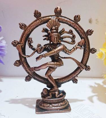 Copper Dancing Natraj Idol Copper Natraj Statue Decorative Showpiece  -  8.6 cm