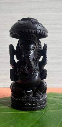 kc prroducts Ebony wood Ganesha Karungali Vinayagar idol Karungali Ganesha Ganpati Decorative Showpiece  -  10 cm