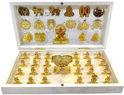 jainkart Jain Golden Plated Jain 24 Tirthankar With 16 Swapna Royal Peti / Box for Gift Decorative Showpiece  -  22 cm