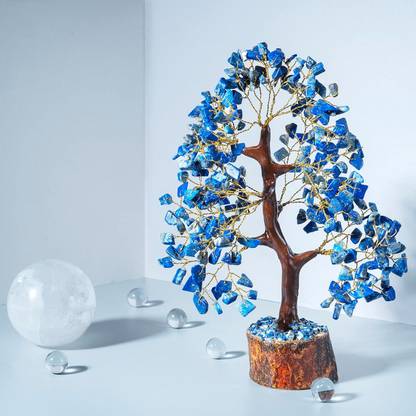 VIBESLE Lapis Lazuli Chakra Tree of Life - Crystal Tree for Positive Energy Tree Decorative Showpiece  -  25 cm