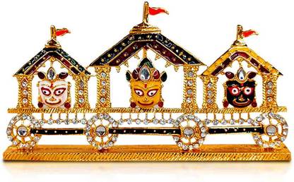 Adhvik Lord Jagannath, Balabhadra, Subhadra with Sudarshan Chakra Rath Yatra Idol Decorative Showpiece  -  11.5 cm