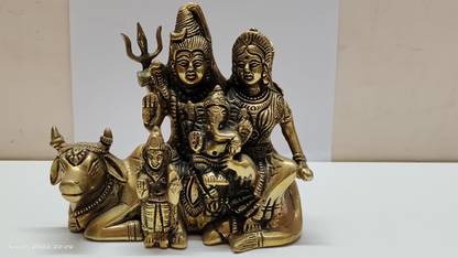 Vayu Shakti Brass Statue Shiva Parivaar (Height x Width = 6 x 6 inch), Weight 1750 Grams Decorative Showpiece  -  15 cm