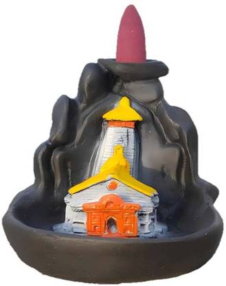 nishank and company Kedarnath smoke fountain with 10pc incense cone Decorative Showpiece  -  12 cm