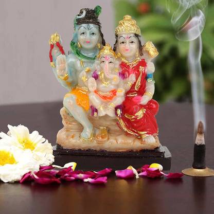 Awesome Craft Shiv Parvati Idol {Shiv Parivar} Full Shiva Family Statue | Must Have Decorative Showpiece  -  10 cm