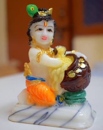 SPLICE Lord Krishna Statue for Car Dashboard Decorative Showpiece  -  10 cm