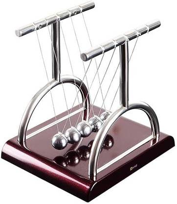 SaKha Newton's Cradle Steel Balance Ball Desktop Swinging Balls with 5 Balls Decorative Showpiece  -  11 cm