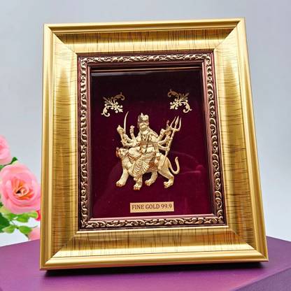 Parasmoni Gold-Plated Maa Jagadhatri Frame Decorative Showpiece  -  15 cm