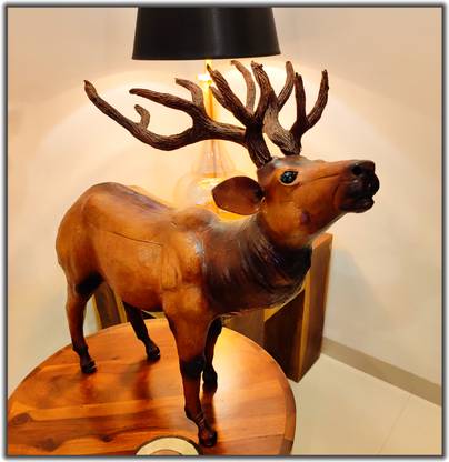 VMSK HandiCraft Rein deer | Leather | 18” Inch | Dark Brown | Premium Decorative Showpiece - 47 cm
