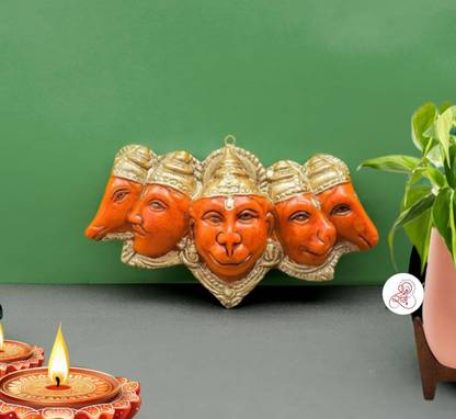 V Craft Panchmukhi Hanuman ji Statue for Door Entrance Wall Hanging Idol Decorative Showpiece  -  7 cm