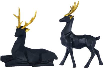Shree ram enterprises Geometrical Deer Hiran Statue Showpiece for Good Luck, Gifting Decorative Showpiece  -  7 cm