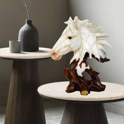 GW Creations Running Horse Handcrafted Statue|Home Décor|Drawing |living Room|Marble Finish Decorative Showpiece  -  25 cm