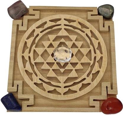 Plus Value Crystal Vastu Grid on Shri Yantra Plate Decorative Showpiece  -  13 cm