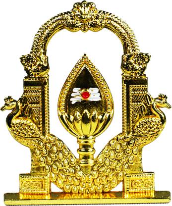 SHOORAJHANTH Metal Murugan Om Vel Karttikeya Gold Vel Murugan Vel Vel Mayil Murugan Decorative Showpiece  -  6 cm