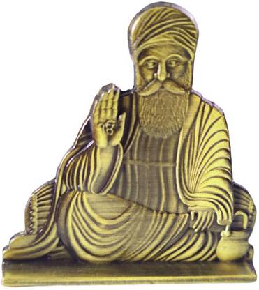 M Men Style Gurunanak dev ji and Waheguru Metal Statue Sikhism Idol Decorative Showpiece  -  5.5 cm