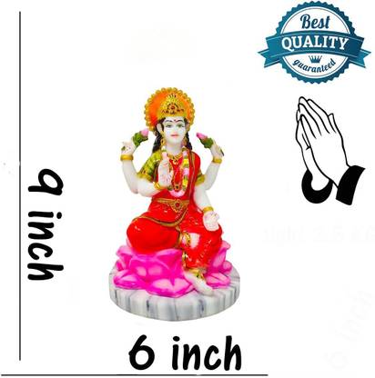 HUBZONES Marble Lord Maa Laxmi Statue Goddess lakshmi God Ganesha Idol Home Décor Decorative Showpiece  -  15 cm