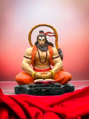 DIVINE Bajrangbali Hanuman Idol Home Decor Sankat Mochan Sitting Hanuman Statue Decorative Showpiece  -  12 cm