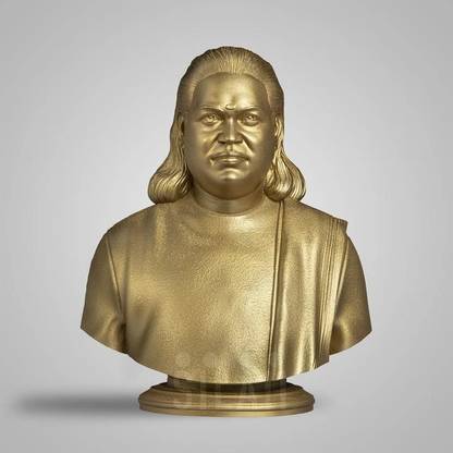 SILAII Pasumpon Muthuramalinga Thevar Sculpture - 8 Inch, Gold Decorative Showpiece  -  20.32 cm