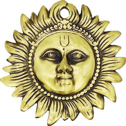 Plus Value Brass Sun Face Wall Hanging For Vastu Remedies 7.5inch Decorative Showpiece  -  19 cm