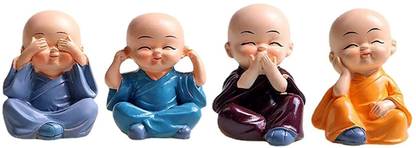 suvasane Decorative Polyresin Mini Buddha Statue (Set of 4) Decorative Showpiece  -  3.5 cm