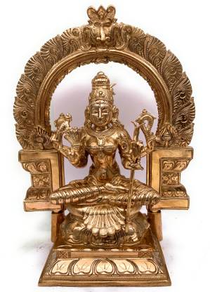 Brass Idols Bronze Rajarajeshwari Murti Tripura Sundari Lalita Raja Rajeshwari Idol Silai Decorative Showpiece  -  35 cm