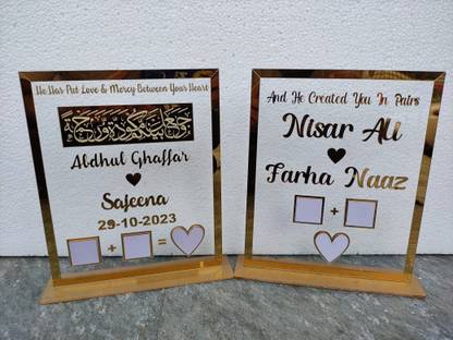 ssofficial Customised couple thumb impression frame with wooden stand Decorative Showpiece  -  30 cm